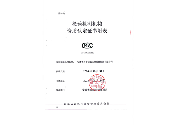 2024年检验检测机构资质认证证书附表