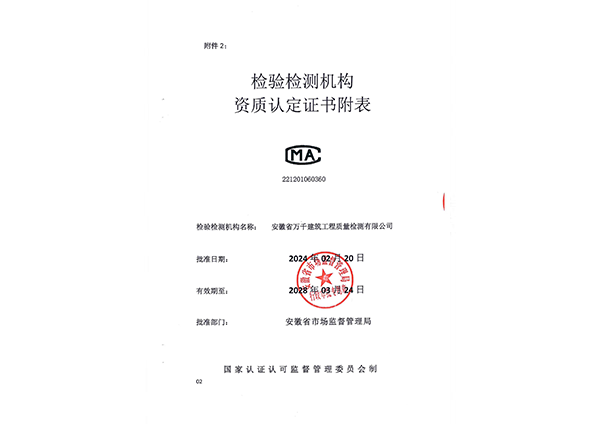 2024年检验检测机构资质认证证书附表